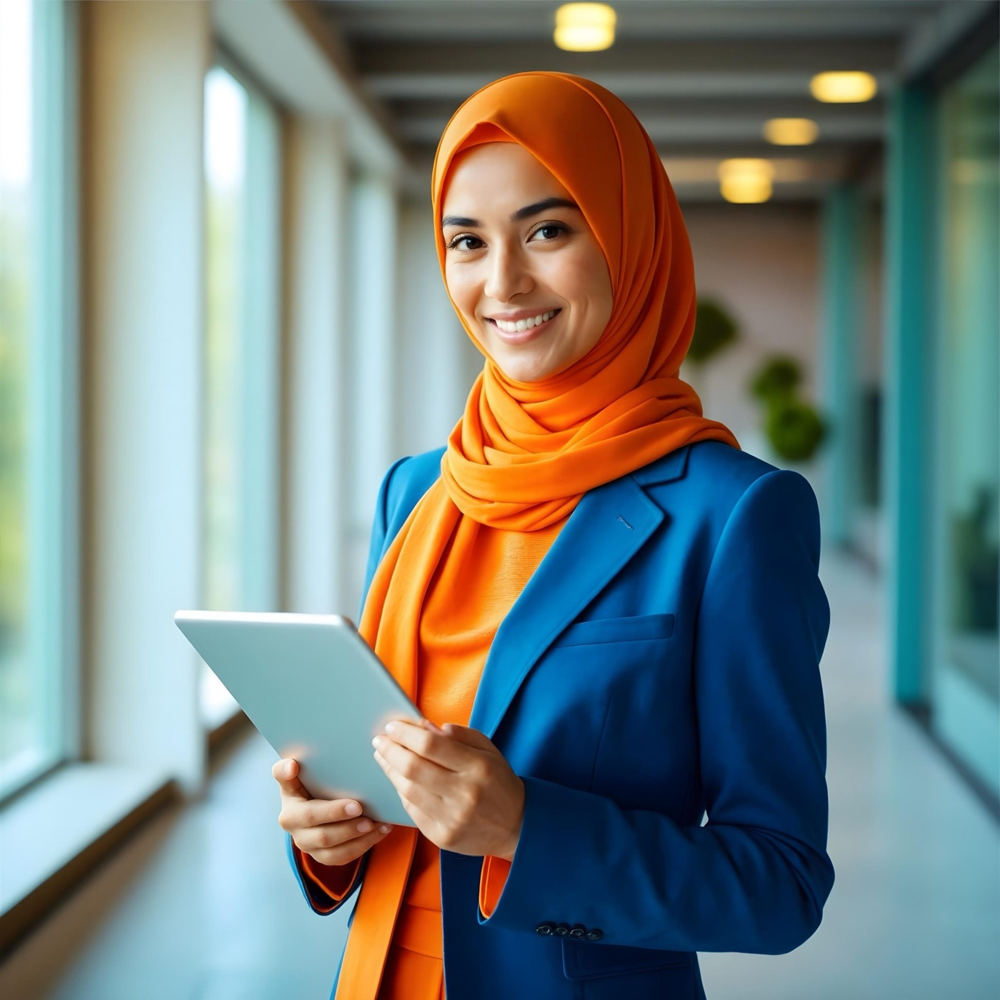 A businesswoman with a tablet, invoicing handled — eInvoice Malaysia for Zoho Books