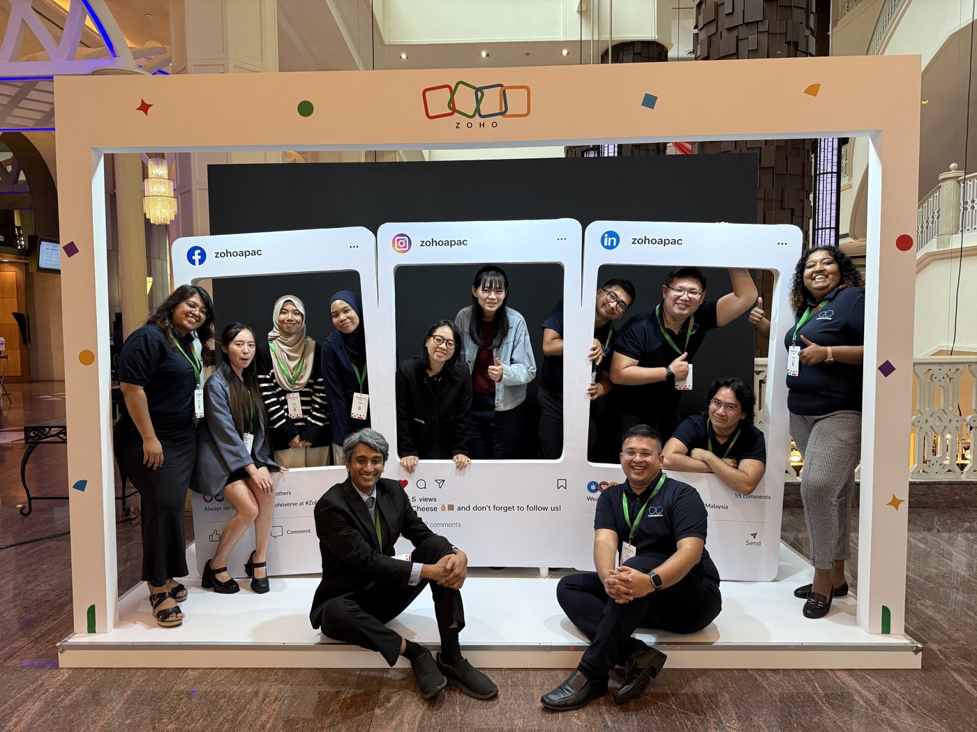 The Ooroboros team in the Zoho APAC photo-frame installation at Zoholics