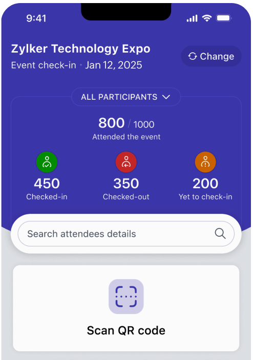 Zoho Backstage — On-site check-in and attendee app