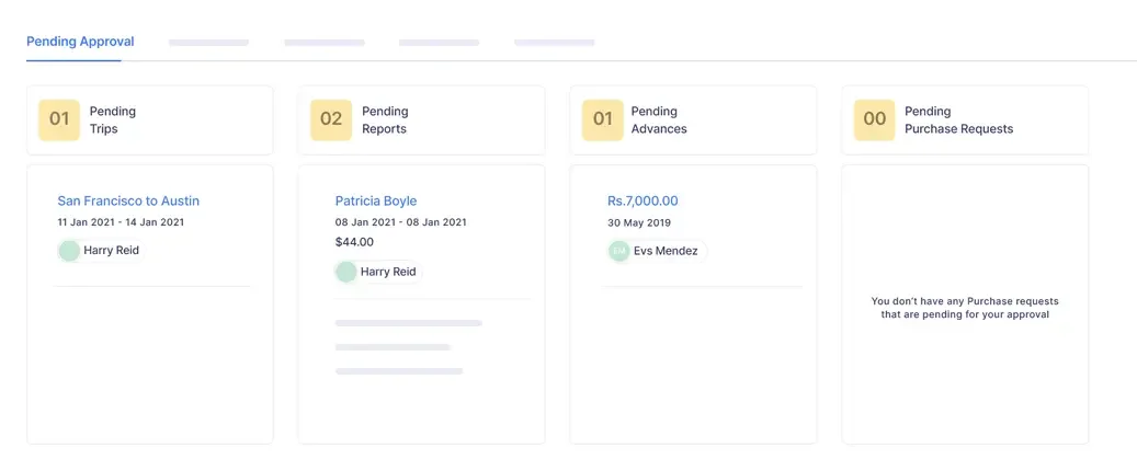 Zoho Expense — pending approvals