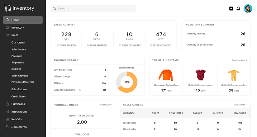 Zoho Finance Plus — Inventory