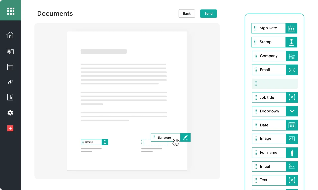 Zoho Sign — signature fields placed on a document