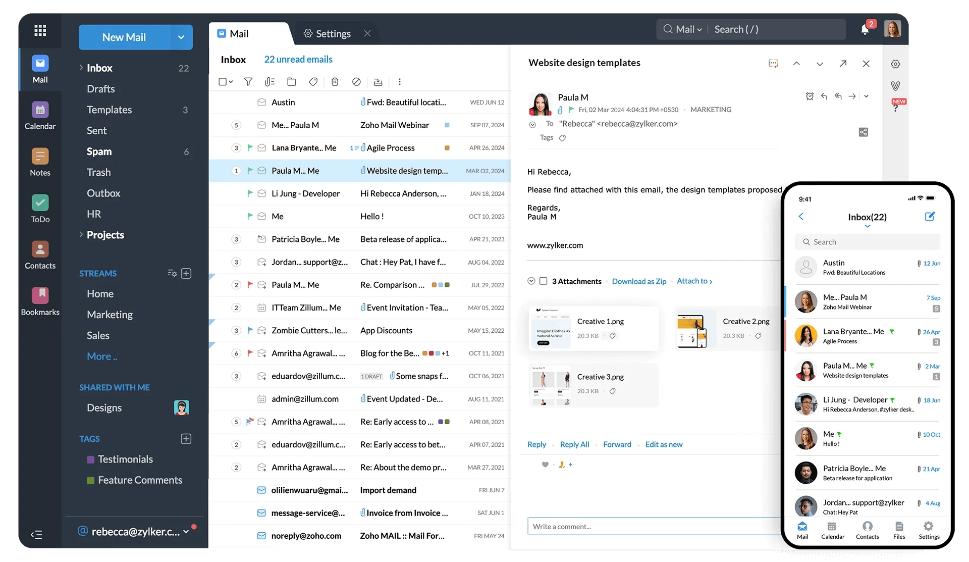 Zoho Workplace — Zoho Mail in use