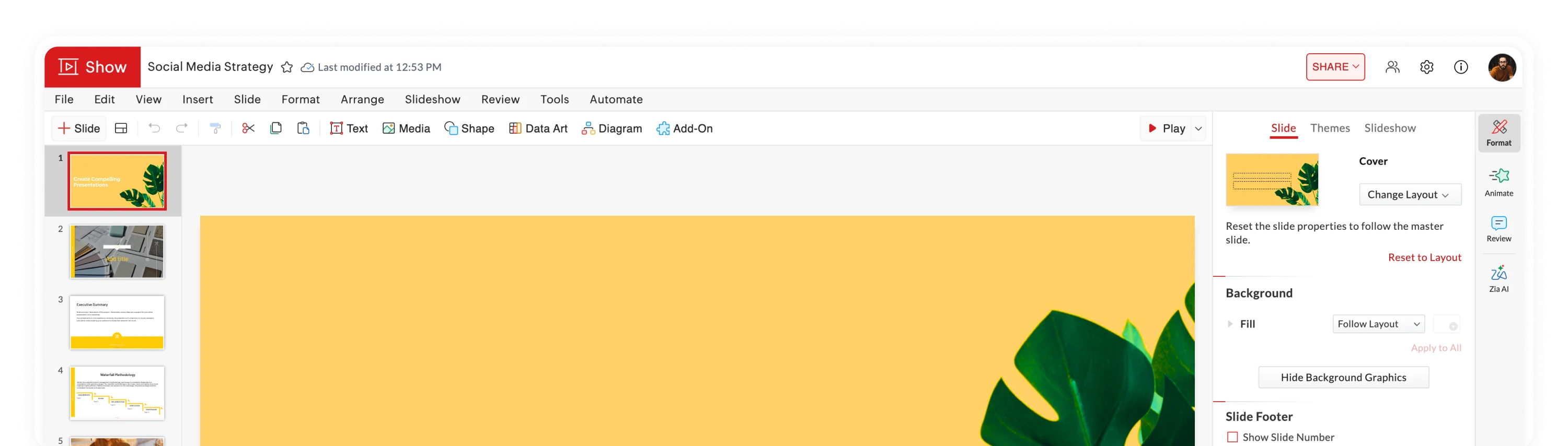 Zoho Show — the presentation editor