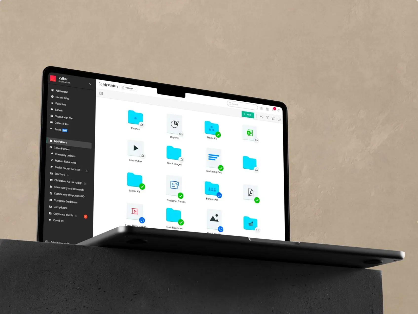 Zoho WorkDrive — team folders on the desktop